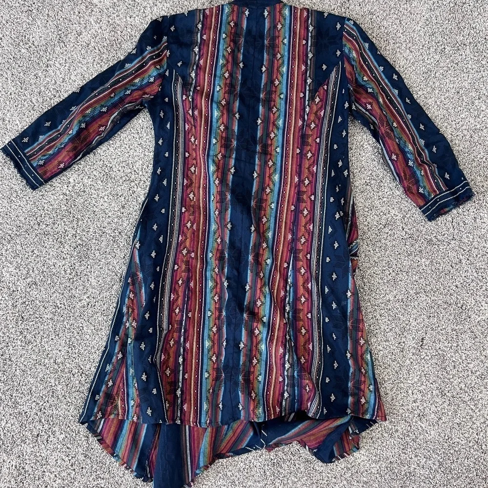 World Market Women’s 100% Cotton Navy Blue Multicolored Kimono Jacket Boho S/M